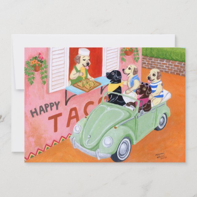 Taco Fun Labrador Einladung (Vorderseite)