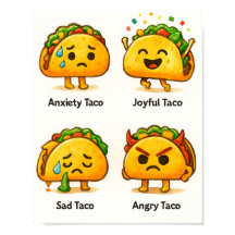 Taco-Gefühle Lustiger Vier-Stimmungen-Tacos-Kunstp