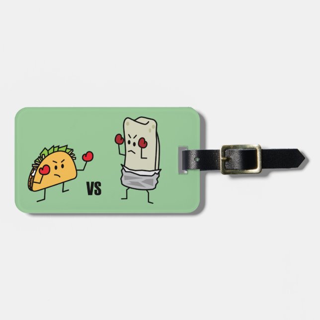 Taco gegen Burrito Gepäckanhänger (Vorderseite horizontal)
