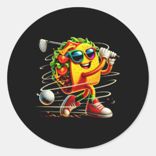 Taco-Golfer Cinco De Mayo Mexikanischer Golfer Ess Runder Aufkleber