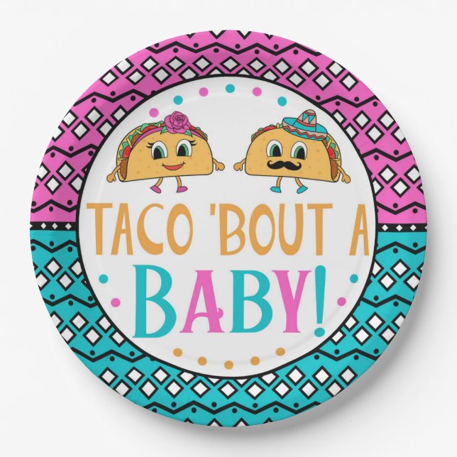 Taco-'Kampf ein Baby!  Geschlecht decken Platten Pappteller (Vorderseite)