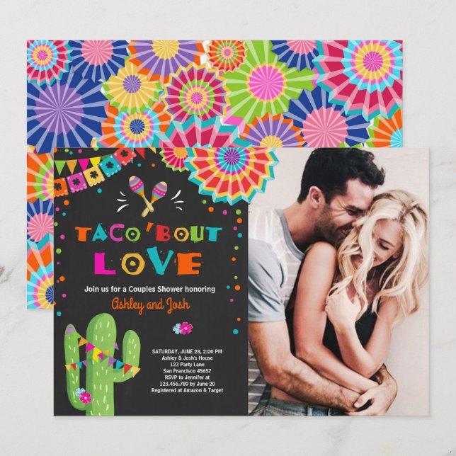 Taco-Kampf-Liebe-Fiesta-Paarduscheneinladung Einladung (Vorne/Hinten)