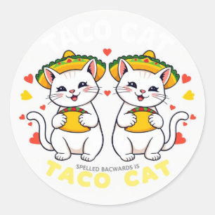 Taco Katze Fiesta Niedlich Kawaii Cinco de Mayo Ch Runder Aufkleber
