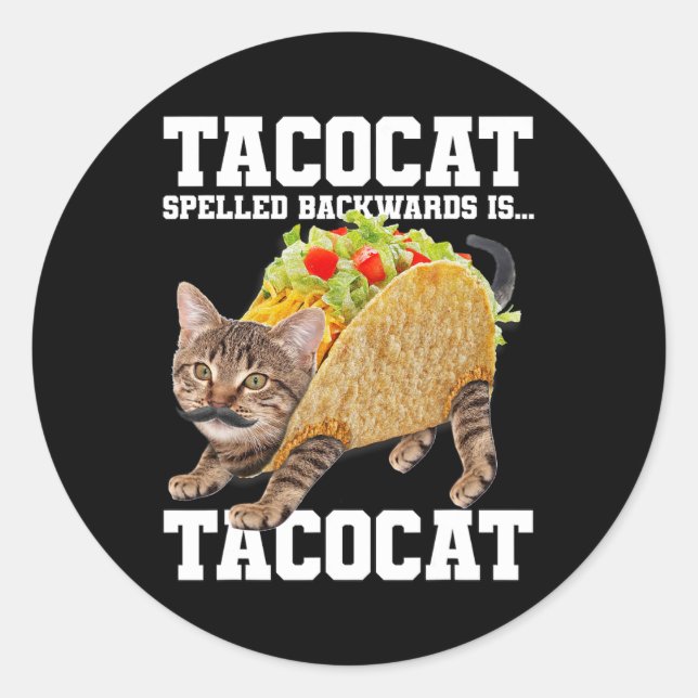 Taco Katze rückwärts geschrieben Tacocat Meme Albe Runder Aufkleber (Vorderseite)
