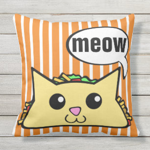 Taco-Katze Striped Kissen Für Draußen