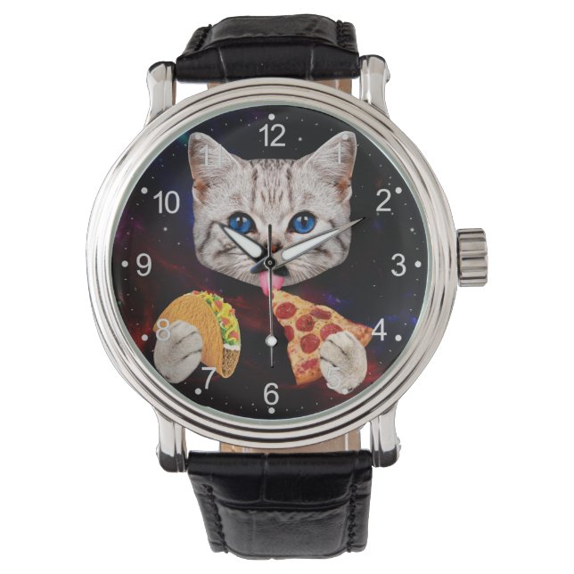 Taco, Katze und Pizza Armbanduhr (Vorderseite)