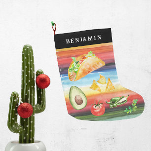 Taco-Liebhaber Monogramm Weihnachten Großer Weihnachtsstrumpf
