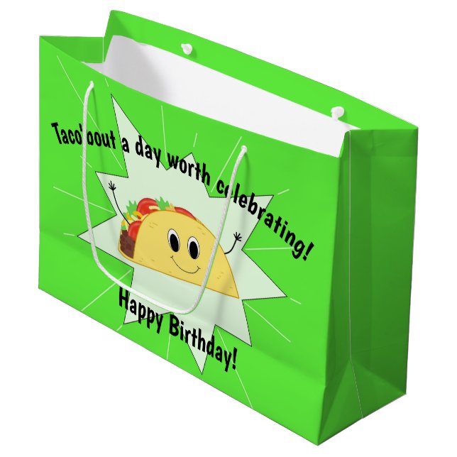 Taco Lover Grand sac d'anniversaire (Devant Angle)