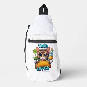 Taco Lover Katze mit erfrischendem Getränk Crossbody Bag