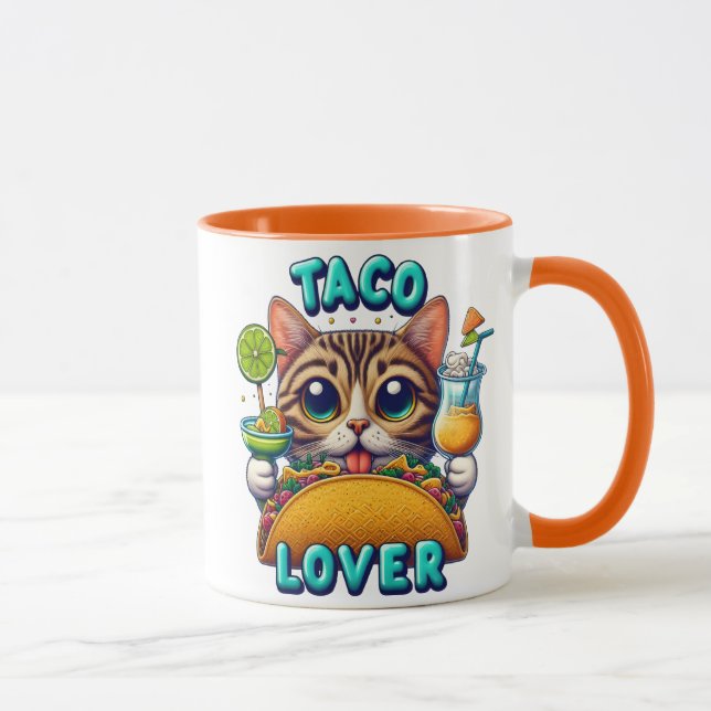 Taco Lover Katze mit erfrischendem Getränk Tasse (Rechts)