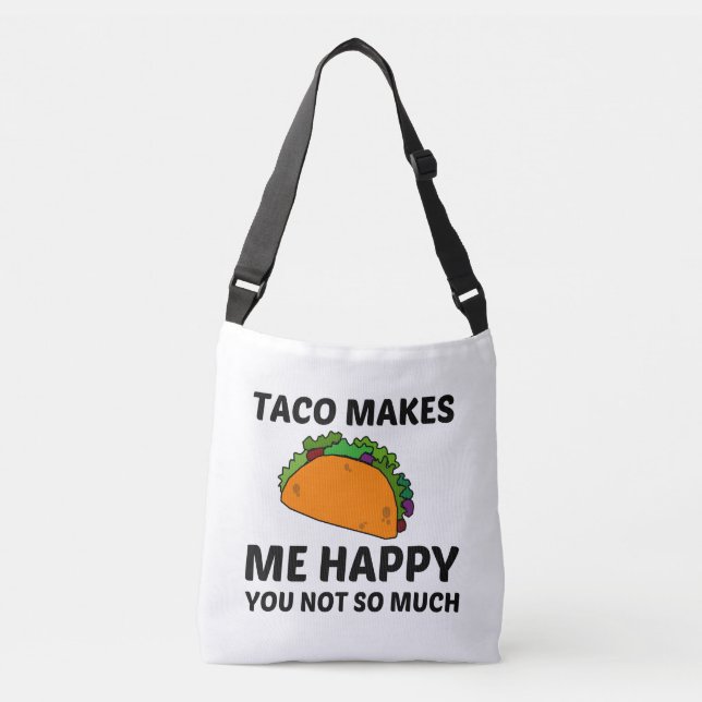 TACO MACHT MICH GLÜCKLICH TRAGETASCHEN MIT LANGEN TRÄGERN (Vorderseite)