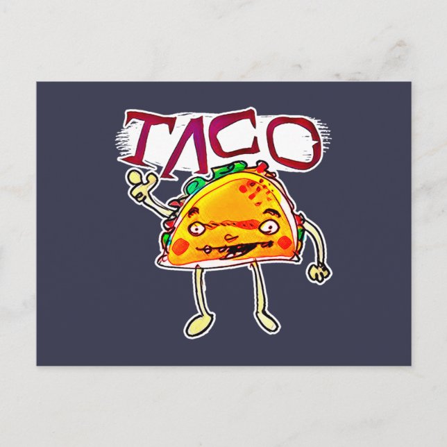 Taco-Mann Cartoon-Stil lustige Illustration Postkarte (Vorderseite)