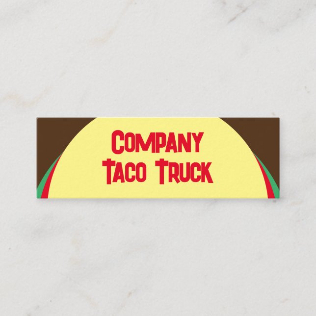 Taco Mexicanischer LKW mit Lebensmitteln gelb, rot Mini Visitenkarte (Vorderseite)