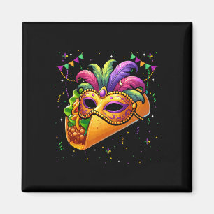 Taco mit Mardi-Gras-Maske Früchte liebender Vegane Magnet