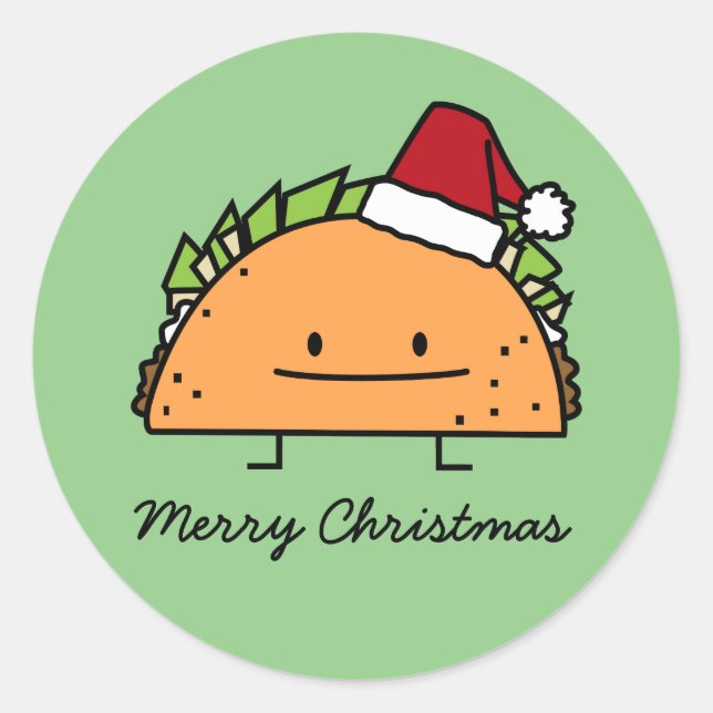 Taco mit Weihnachtsmannmütze Weihnachtsfleisch Mus Runder Aufkleber (Vorderseite)