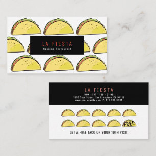 Taco Motif Carte de fidélité blanche simple et mod