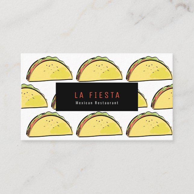 Taco Motif Carte de visite blanc simple et moderne (Devant)