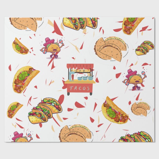 Taco-Muster mit Hintergrund des getrockneten Chili Geschenkpapier (Flach)