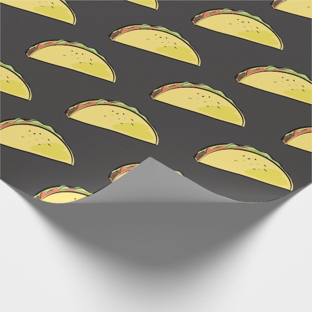 Taco-Muster Schwarz Geschenkpapier (Ecke)