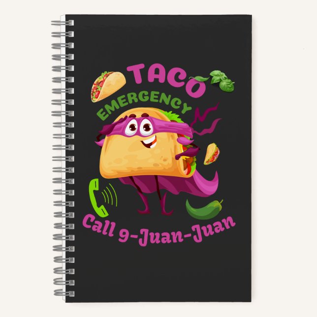 Taco Notruf 9 Juan Juan Juan mexikanischer Food Lo Notizbuch (Vorderseite)
