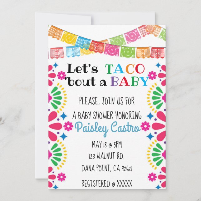 Taco parle d'une invitation pour bébé (Devant)