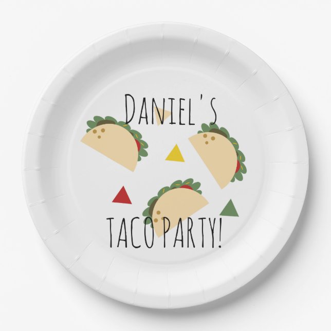 Taco Party Birthday Confetti Fiesta Geometric Pappteller (Vorderseite)