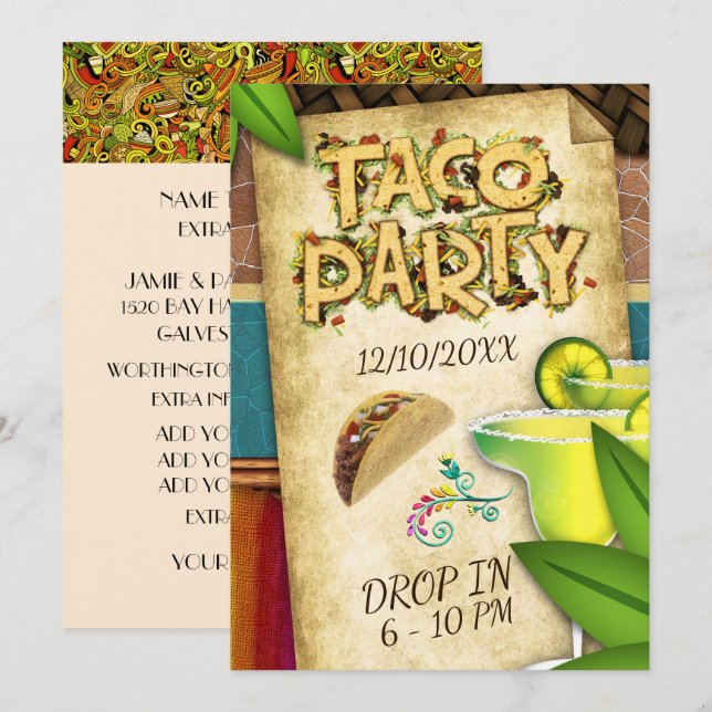 Taco Party Einladung (Vorne/Hinten)