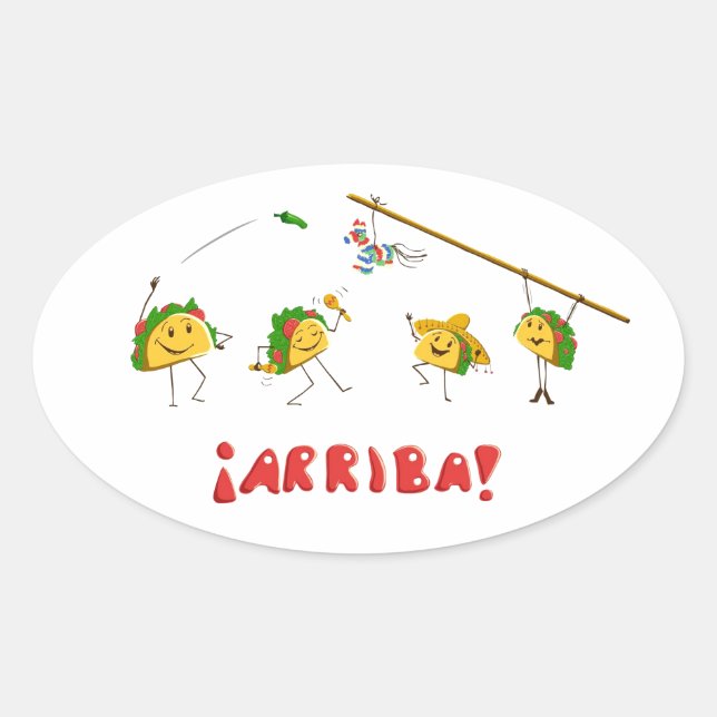 Taco-Party Ovaler Aufkleber (Vorderseite)