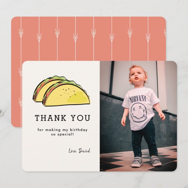 Taco Photo Anniversaire Terracotta Carte de remerc (Devant / Derrière)