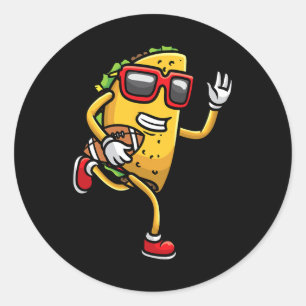 Taco Playing Football Mexican Cinco De Mayo Kinder Runder Aufkleber
