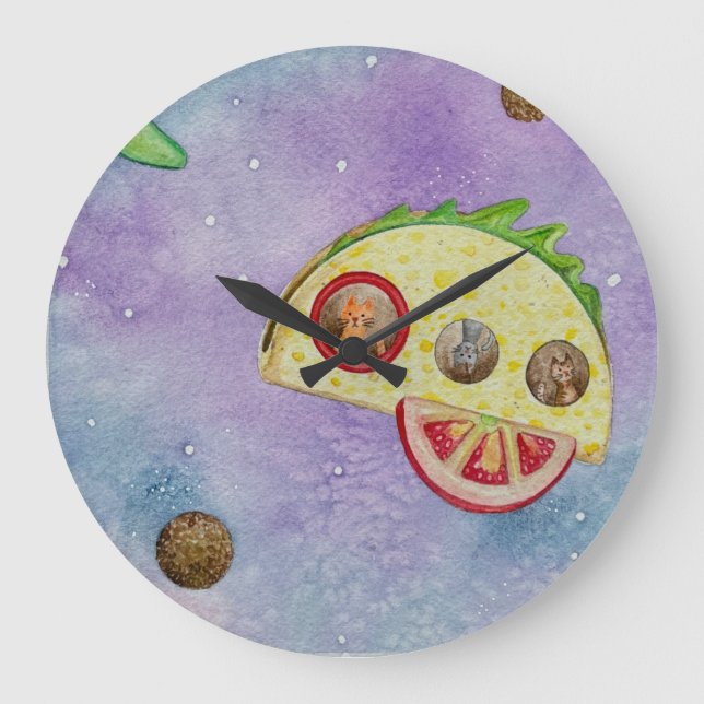 Taco-Raketenuhr Große Wanduhr (Vorderseite)
