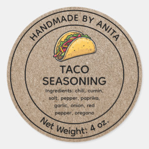 Taco Seasoning Blend Jar Étiquette Kraft Style pap