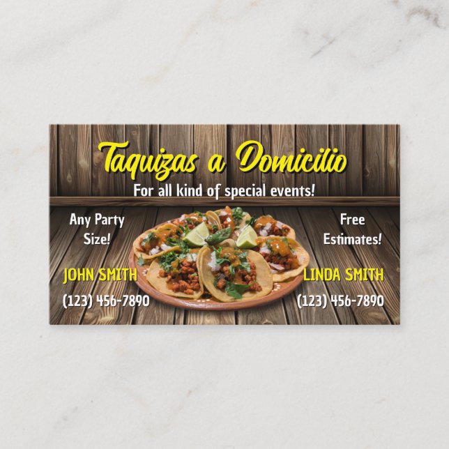 Taco Service Business Cards Visitenkarte (Vorderseite)