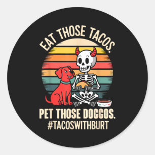 Taco-Skelett-Hund Haustier isst Tacos Hunde cinco Runder Aufkleber
