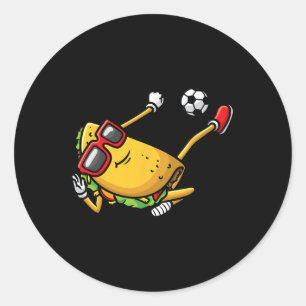 Taco spielt Fußball Mexikanischer Cinco De Mayo Ki Runder Aufkleber