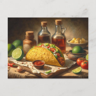Taco-Stillleben im Vintage-Stil Postkarte