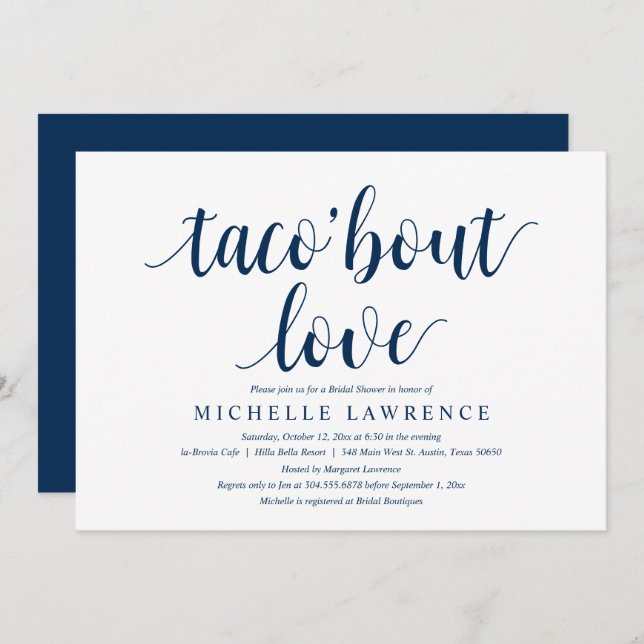 taco sur l'amour, Invitation de douche nuptiale mo (Devant / Derrière)