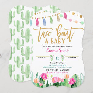Taco sur une invitation au Baby shower Fiesta