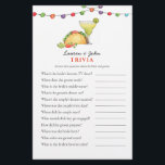Taco & Tequila Fiesta Couple's Shower Trivia Spiel<br><div class="desc">Tacos und Tequila mexikanische Fiesta Thema Bridal / Paare Dusche Trivia Spiel mit Aquarell Illustration von Taco und Margarita. Personalisieren Sie die Rückseite der Karte mit dem Namen des Paares und dem Duschdatum.</div>