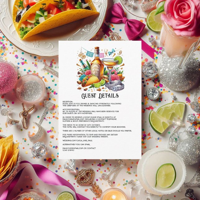Taco & Tequila Mexican Fiesta Gastdetails Begleitkarte (Taco and Tequila Mexican Fiesta Guest Details Enclosure Card)