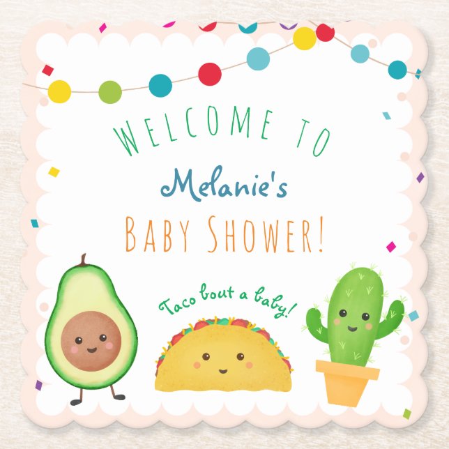 Taco-Thema | Thema Fiesta | bunte Babydusche Untersetzer (Vorderseite)