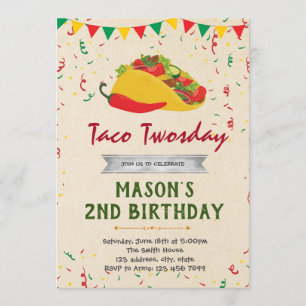 Taco thème anniversaire invitation