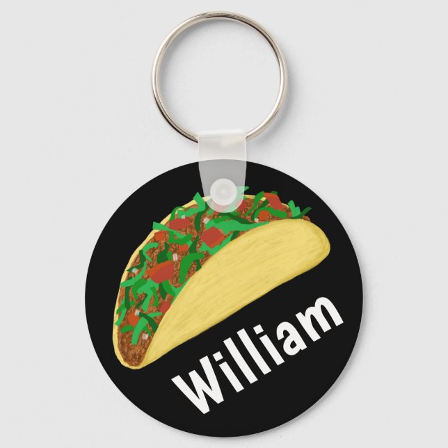 Taco Time Fun Yummy INDIVIDUELLE NAME Schlüsselanhänger (Vorderseite)