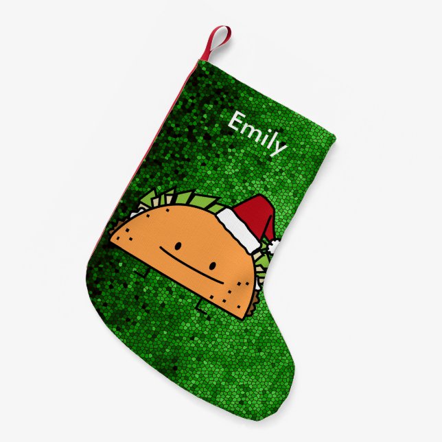 Taco-tragender Kleiner Weihnachtsstrumpf (Vorderansicht (hängend))