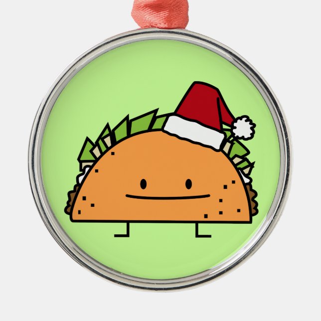 Taco-tragender Silbernes Ornament (Vorne)