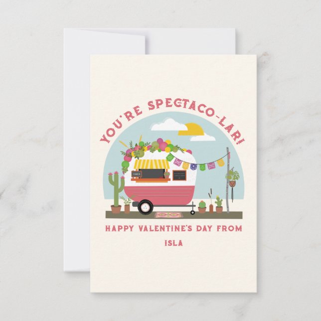 Taco Truck Pun Pink Camper Schule Valentine Foto Karte (Vorderseite)
