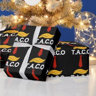 Taco Trump hält immer Hühner aus Geschenkpapier