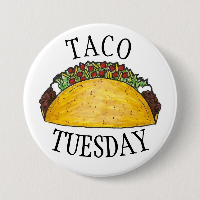 TACO TUESDAY Mexican Tex Mex Food Tacos Feinschmec Button (Vorderseite)