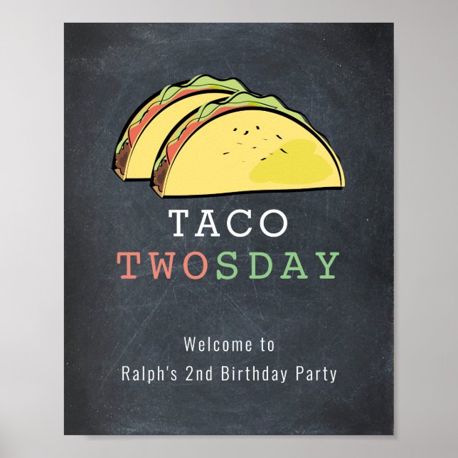 Taco Twosday Chalkboard Affiche de bienvenue d'ann (Devant)