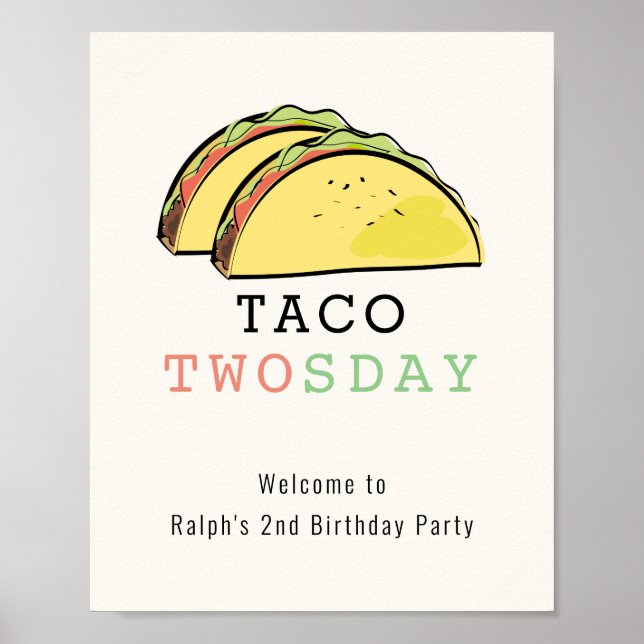 Taco Twosday Cream Birthday Willkommenszeichen Poster (Vorne)